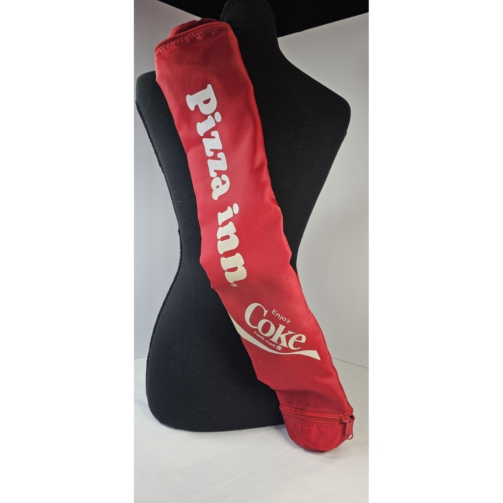 Vintage Pizza Inn Enjoy Coke‎ Red Zip Carry Bag Case 27" Promo Nylon Strap